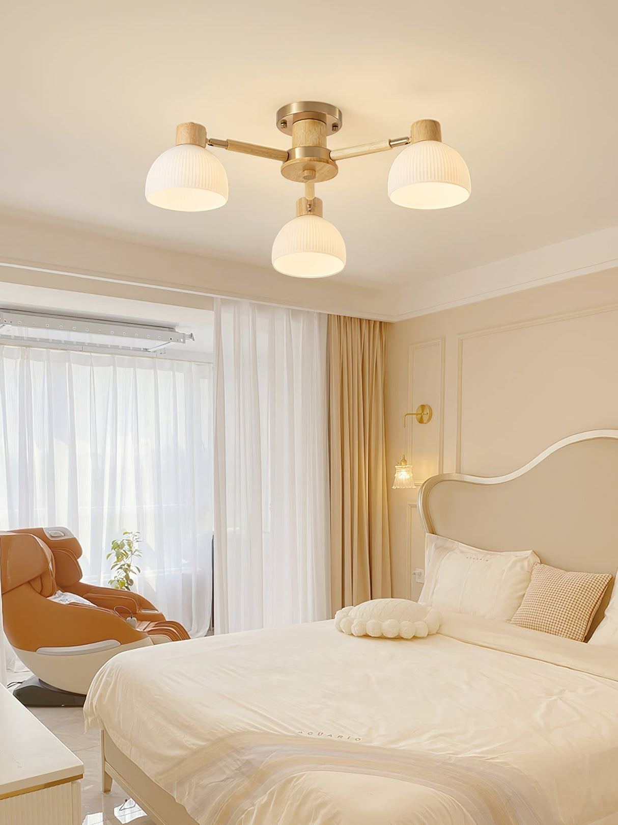 Modern Ceiling Light Natural Wood Glass Chandelier - Product detail 11