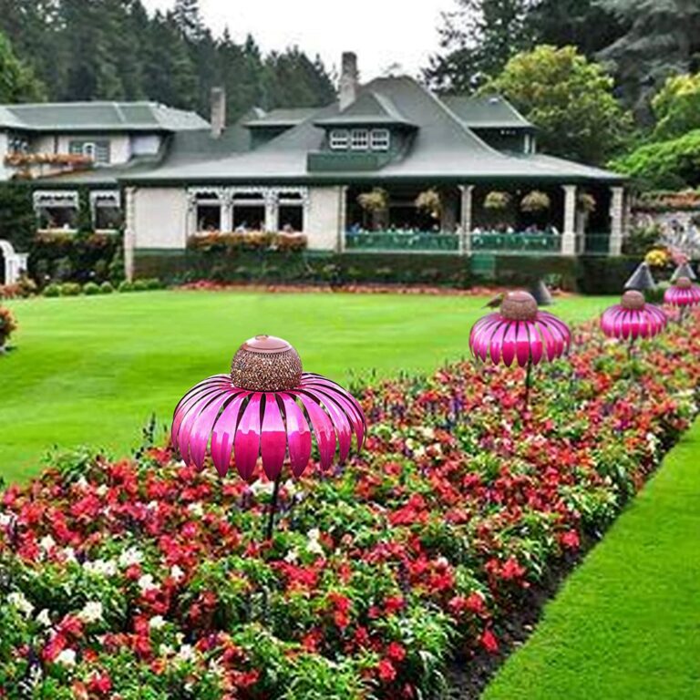 Decorative Metal Bird Feeder Pink Flower Garden Ornament - Product example