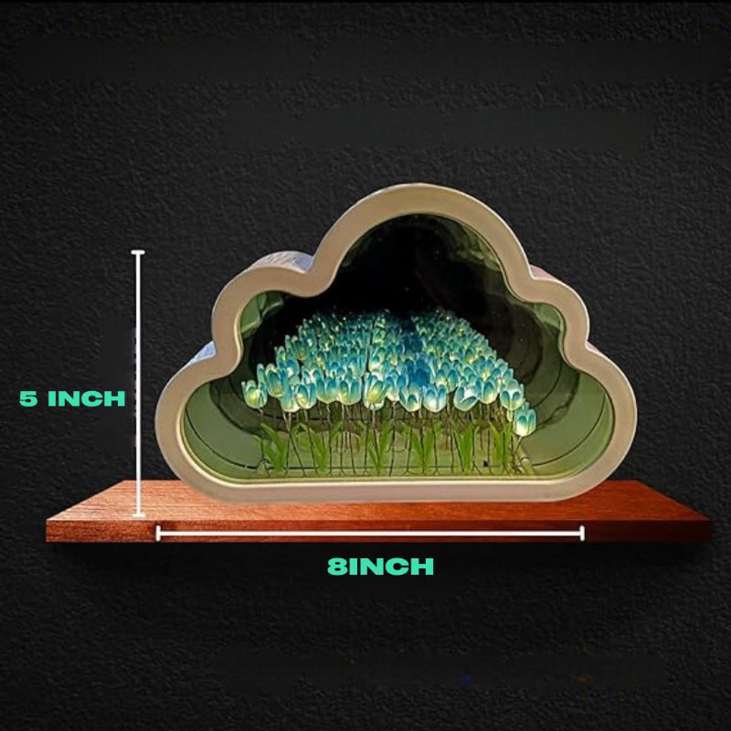 LED Floral Infinity Mirror Table Lamp Cloud Shape Tulip Design - Product detail 6