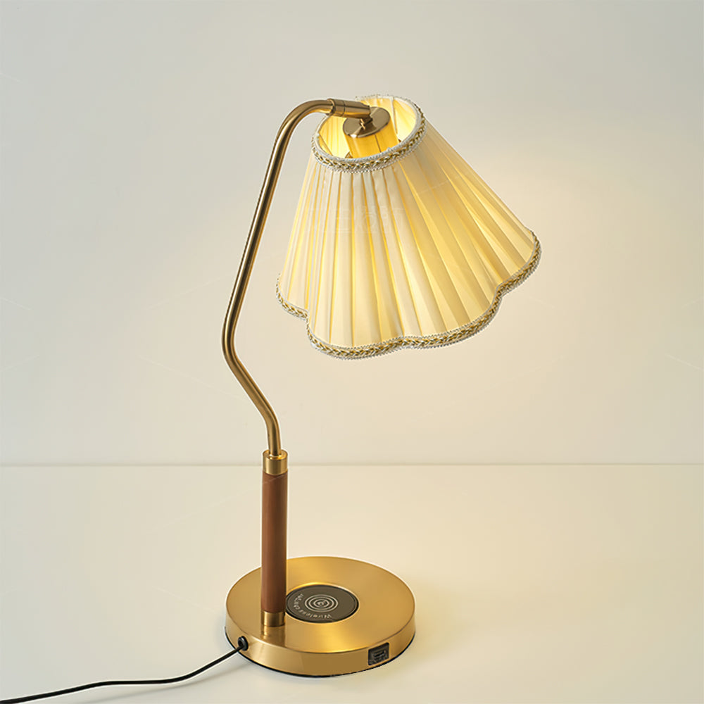 Vintage Table Lamp Brass Base with Pleated Shade - Product detail 17