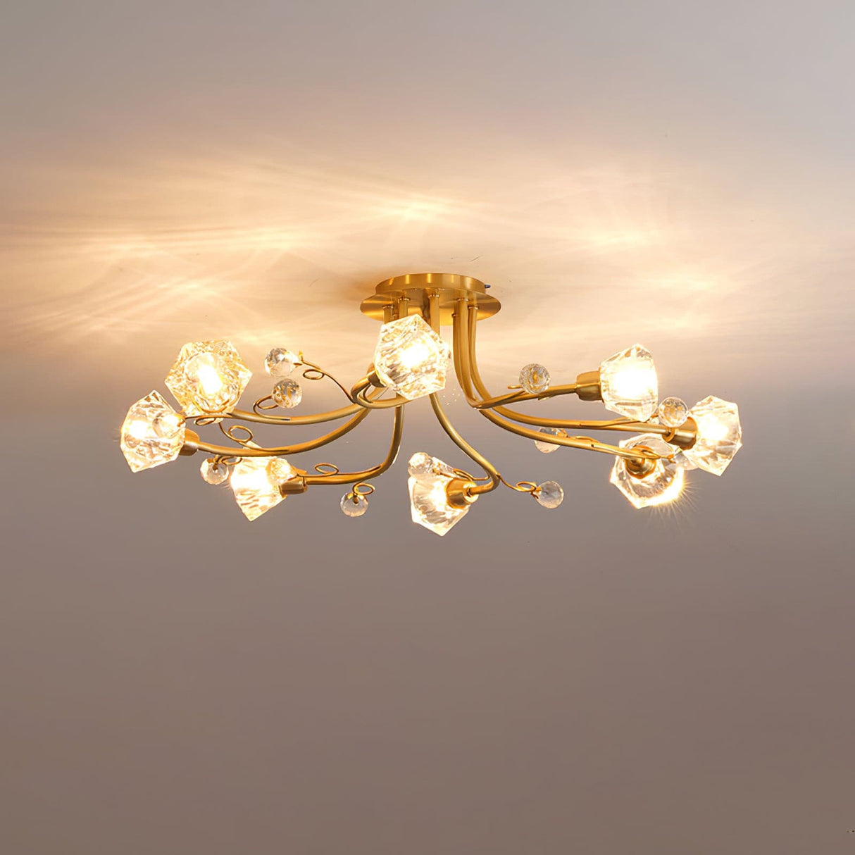 Crystal Ceiling Light Brass Floral Branch Design - Product detail 9