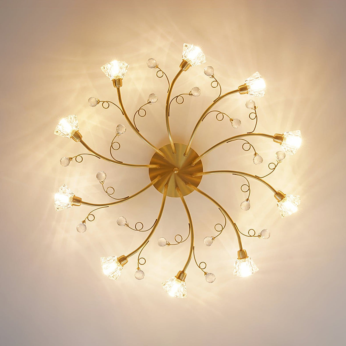 Crystal Ceiling Light Brass Floral Branch Design - Product detail 8