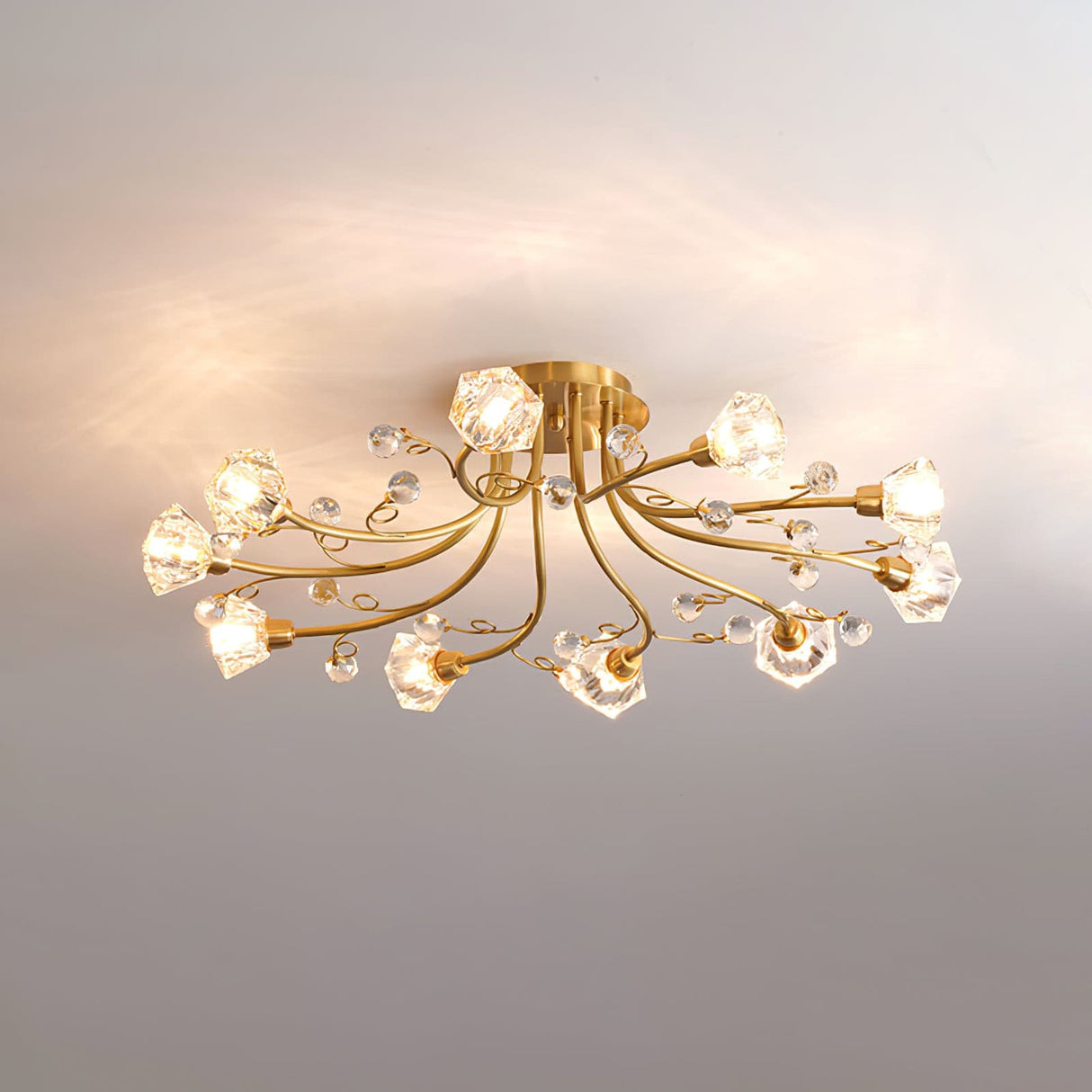 Crystal Ceiling Light Brass Floral Branch Design - Product detail 10