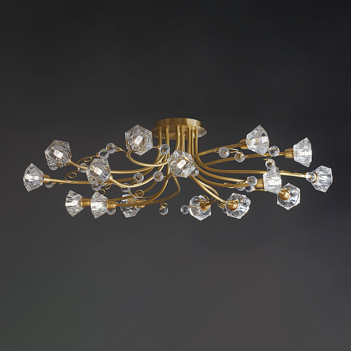Crystal Ceiling Light Brass Floral Branch Design - Product detail 12