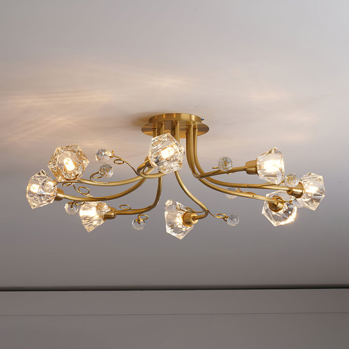Crystal Ceiling Light Brass Floral Branch Design - Product detail 7