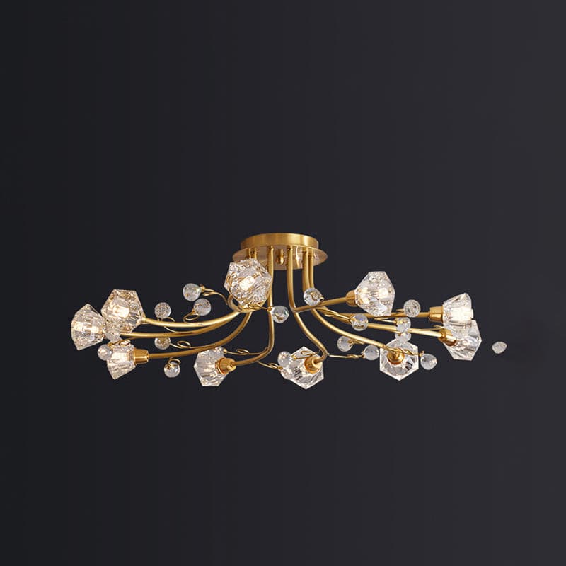 Crystal Ceiling Light Brass Floral Branch Design - Product detail 20