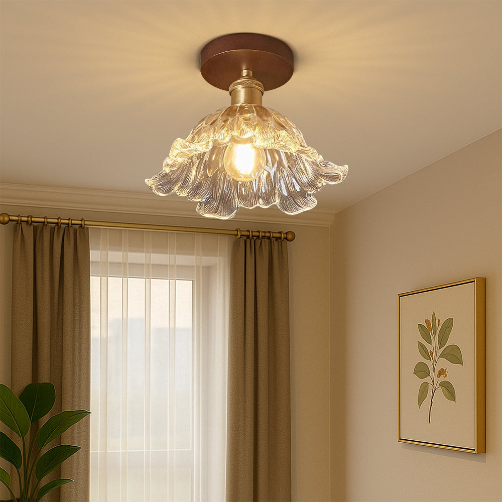 Floral Glass Ceiling Light Petal Design Semi Flush Mount - Product showcase