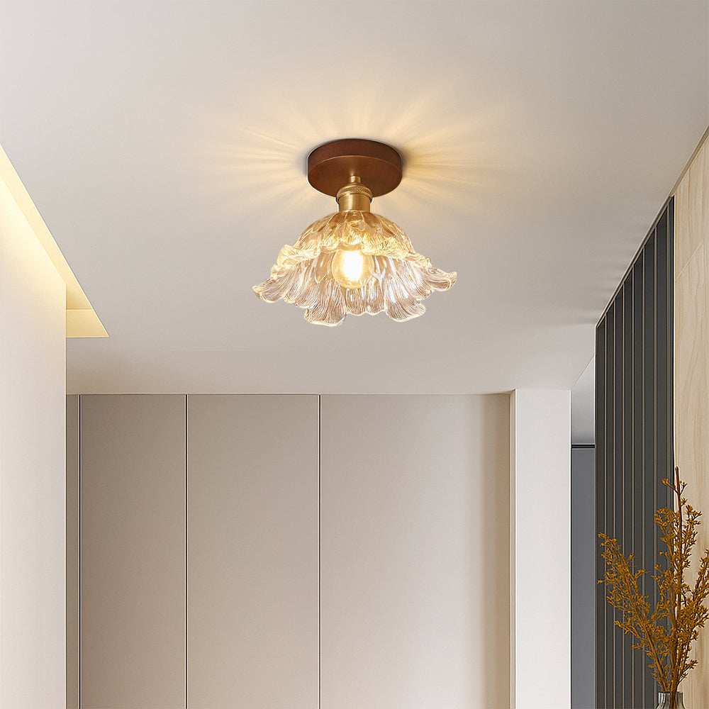 Floral Glass Ceiling Light Petal Design Semi Flush Mount - Product example