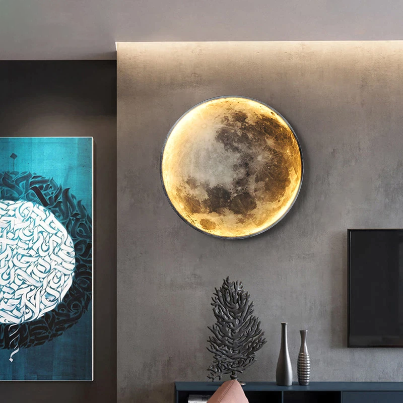 LED Moon Wall Light  Realistic Lunar Surface Design - Detailed view