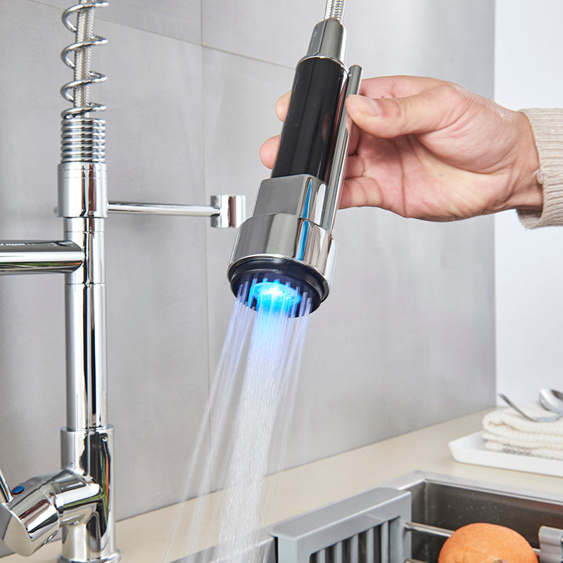 Professional Kitchen Faucet  LED Temperature Display Spring Spout - Detailed view