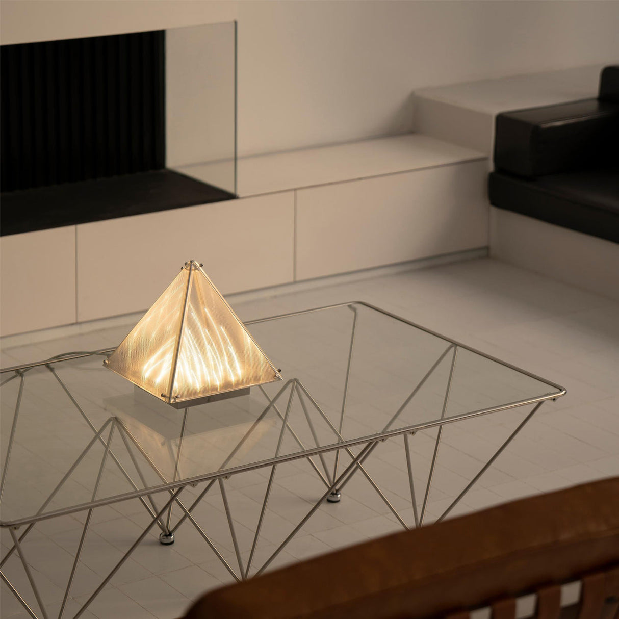 Modern Triangle Table Lamp Glass LED Design - Detailed view