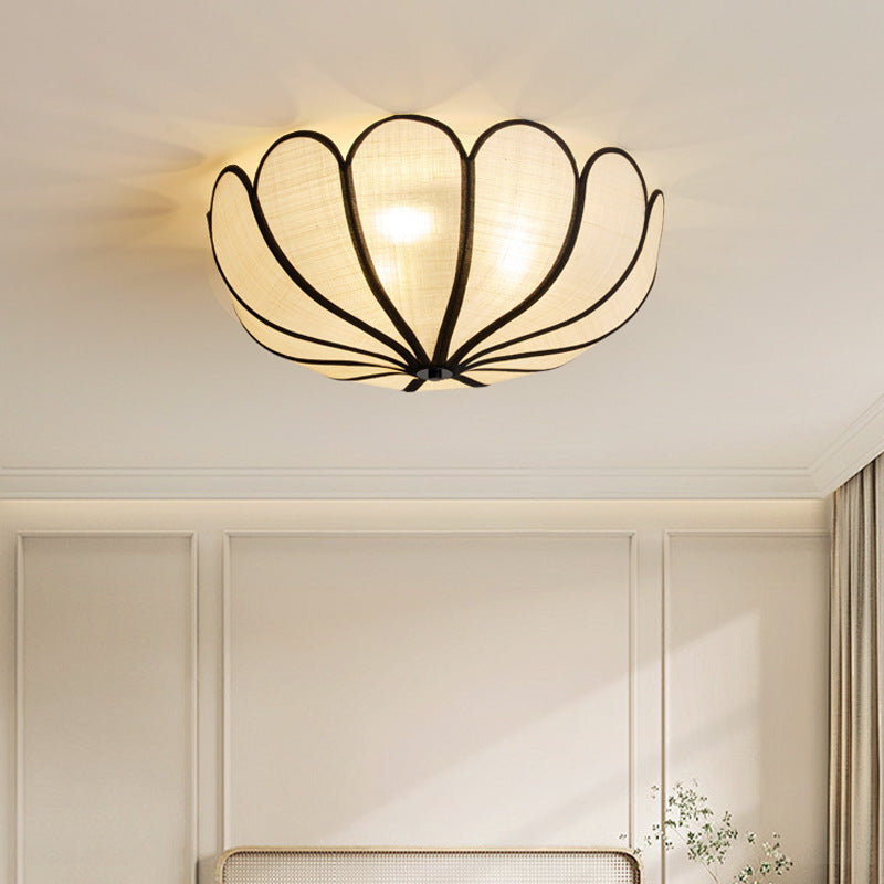 French Rattan Ceiling Light Lotus Flower Woven Design - Detailed view