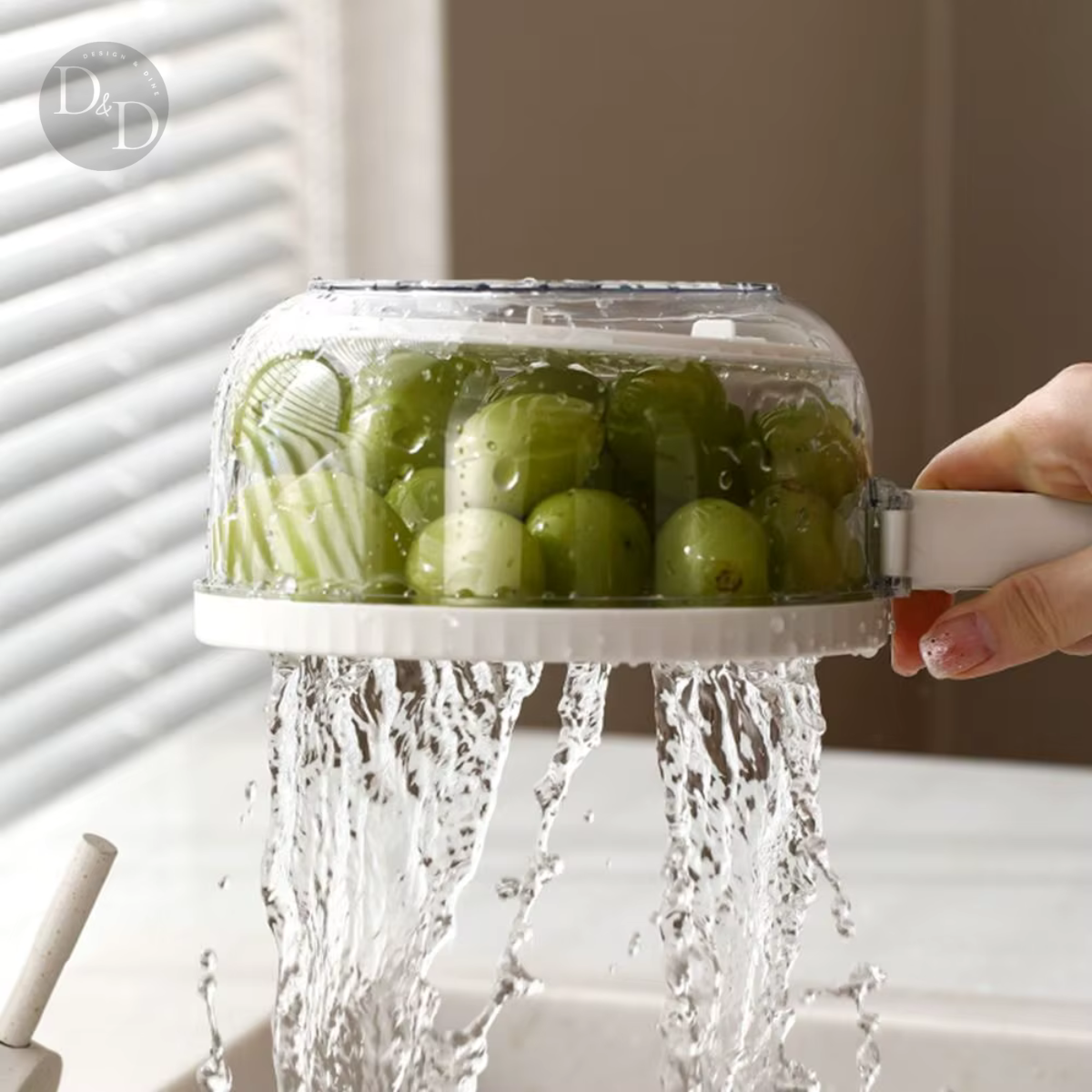 Food Storage Container Set Ventilated Produce Keeper with Strainer - Product example