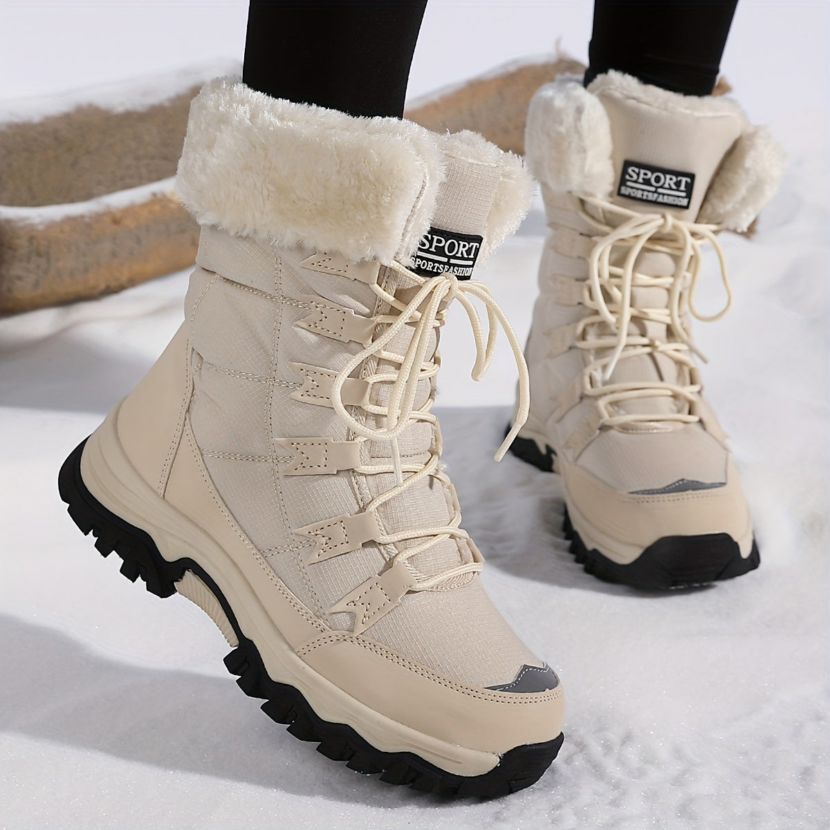 Womens Winter Snow Boots Faux Fur Lined with Anti-Slip Sole - Product showcase