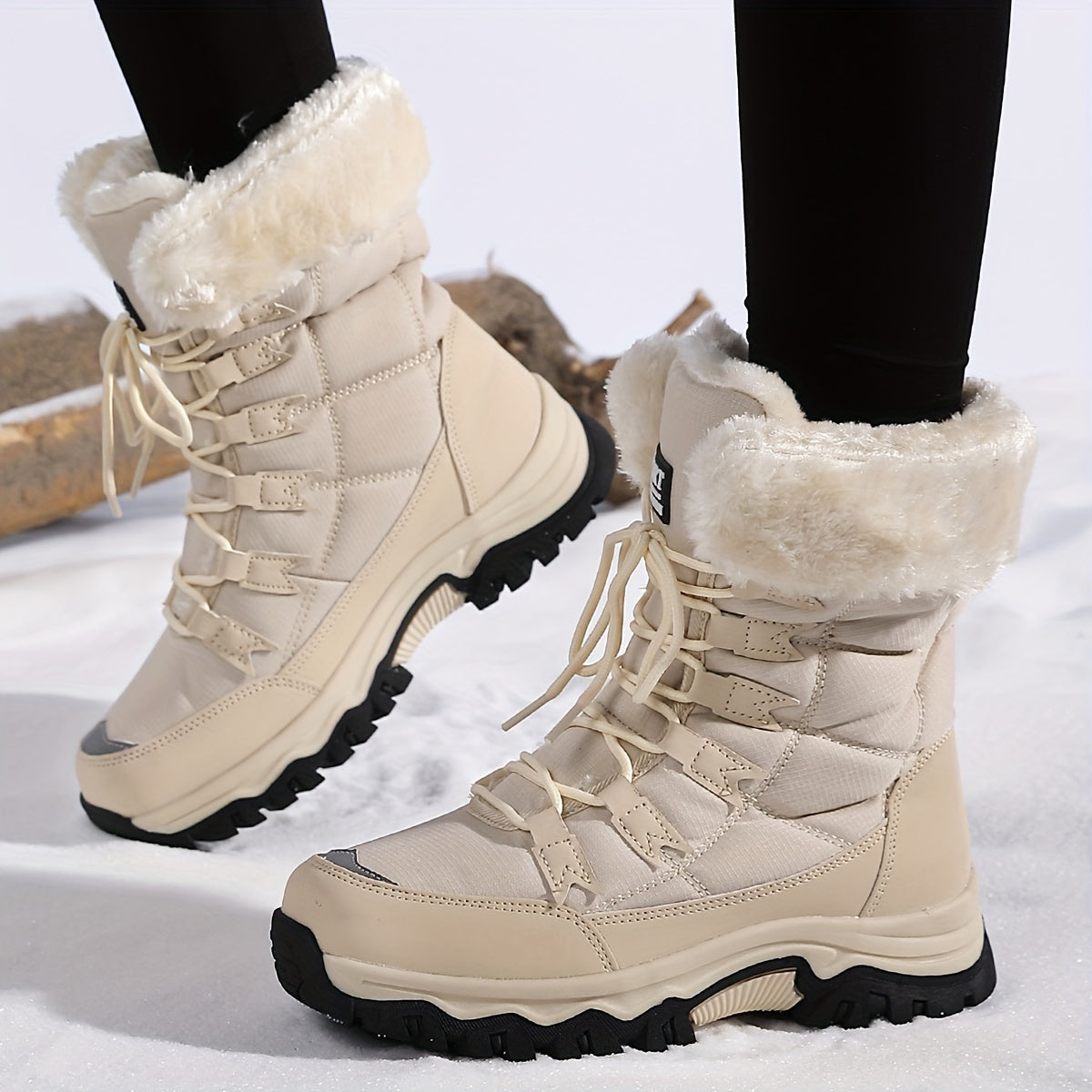 Womens Winter Snow Boots Faux Fur Lined with Anti-Slip Sole - Detailed view