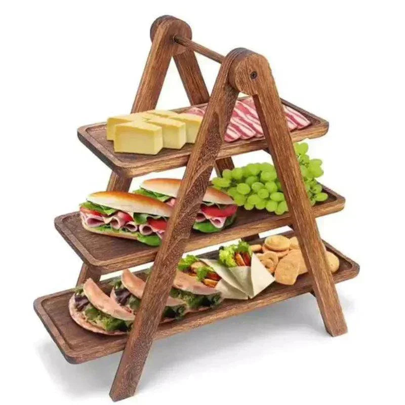 Wooden Serving Tray 3-Tier A-Frame Design - Product detail 4