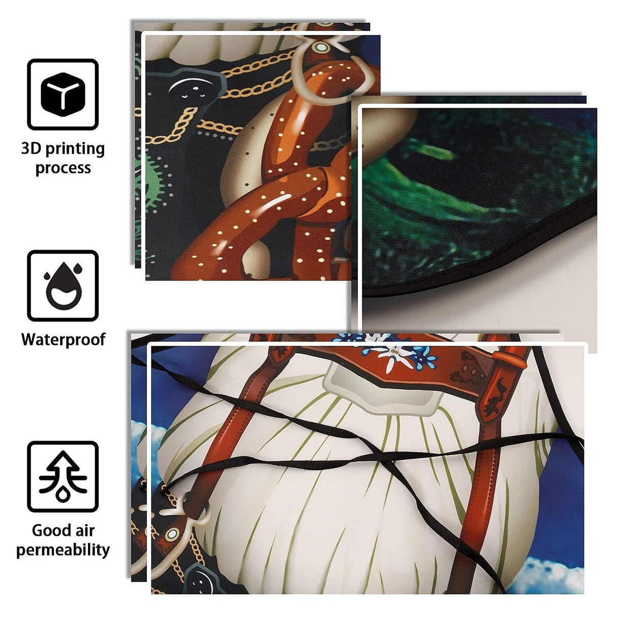 Traditional Oktoberfest Aprons Bavarian Couple Set With Dirndl Lederhosen Print - Product detail 4