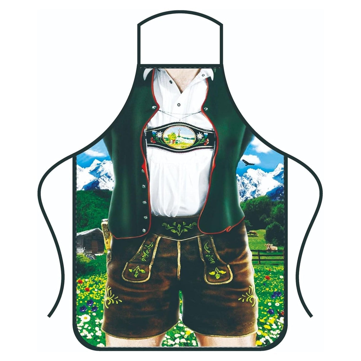 Traditional Oktoberfest Aprons Bavarian Couple Set With Dirndl Lederhosen Print - Product detail 5