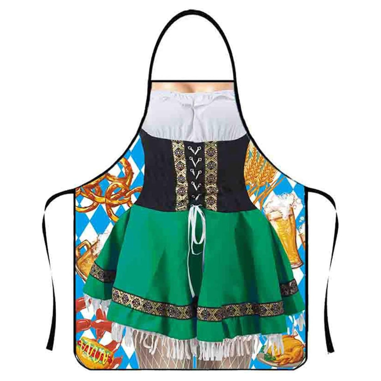 Traditional Oktoberfest Aprons Bavarian Couple Set With Dirndl Lederhosen Print - Product detail 6