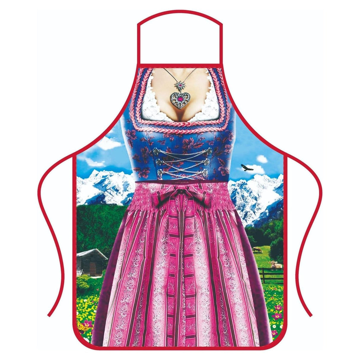 Traditional Oktoberfest Aprons Bavarian Couple Set With Dirndl Lederhosen Print - Product detail 7
