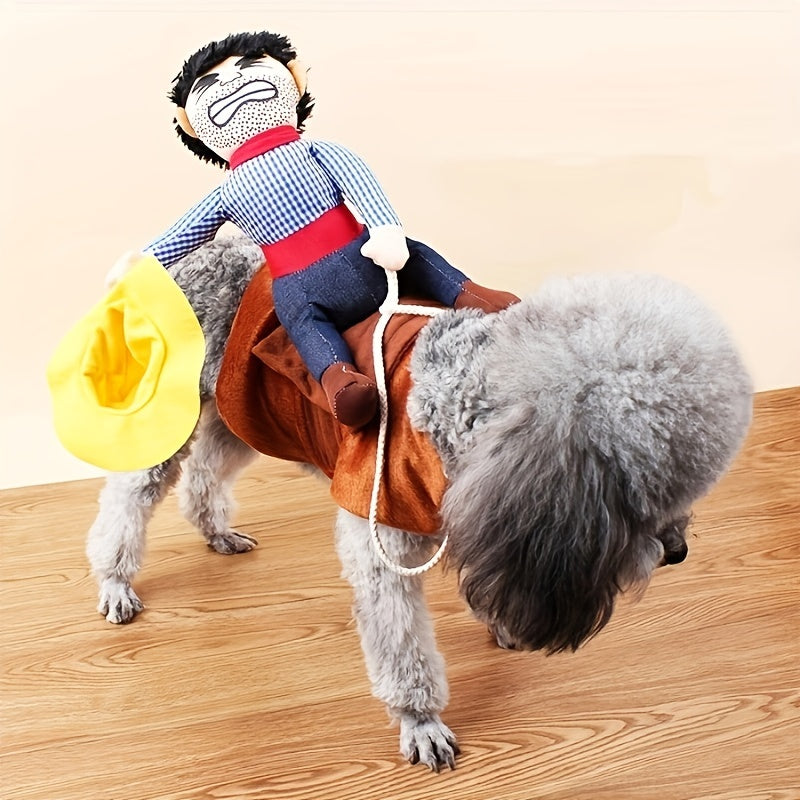 Cowboy Rider Dog Costume  Plush Saddle Halloween Outfit - Detailed view