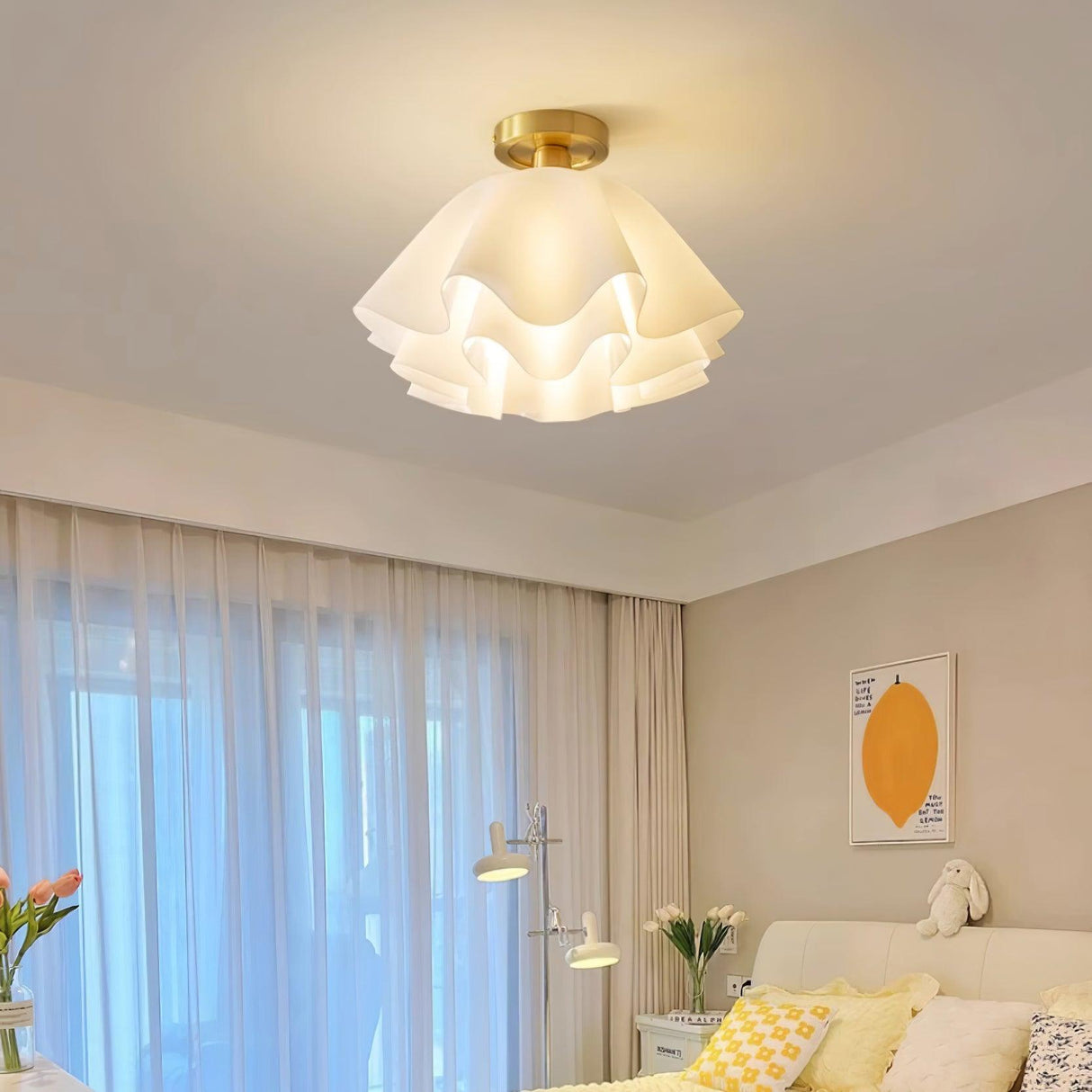 Modern Ceiling Light Layered White Glass Wave Design - Product detail 4