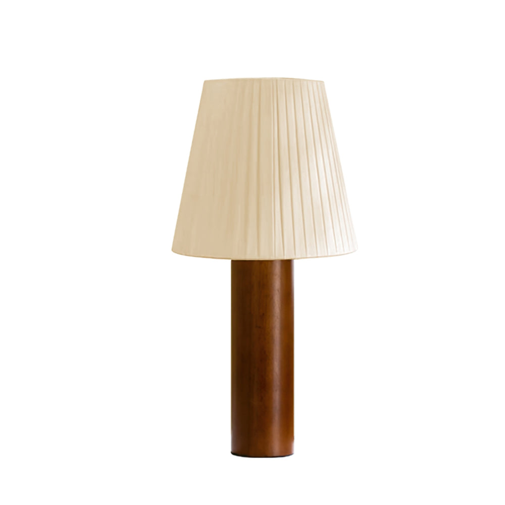 Wooden Table Lamp Natural Walnut Base with Pleated Shade - Product detail 12