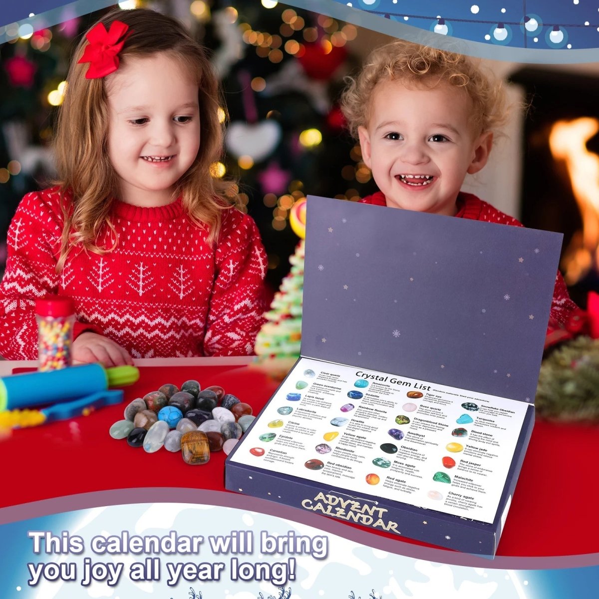 Crystal Advent Calendar 24 Real Gemstones Discovery Set - Detailed view