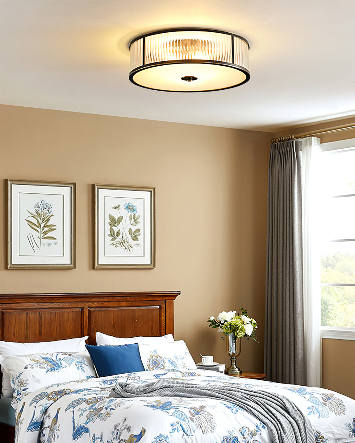 Art Deco Ceiling Light Brass Trim Glass Diffuser - Product detail 8