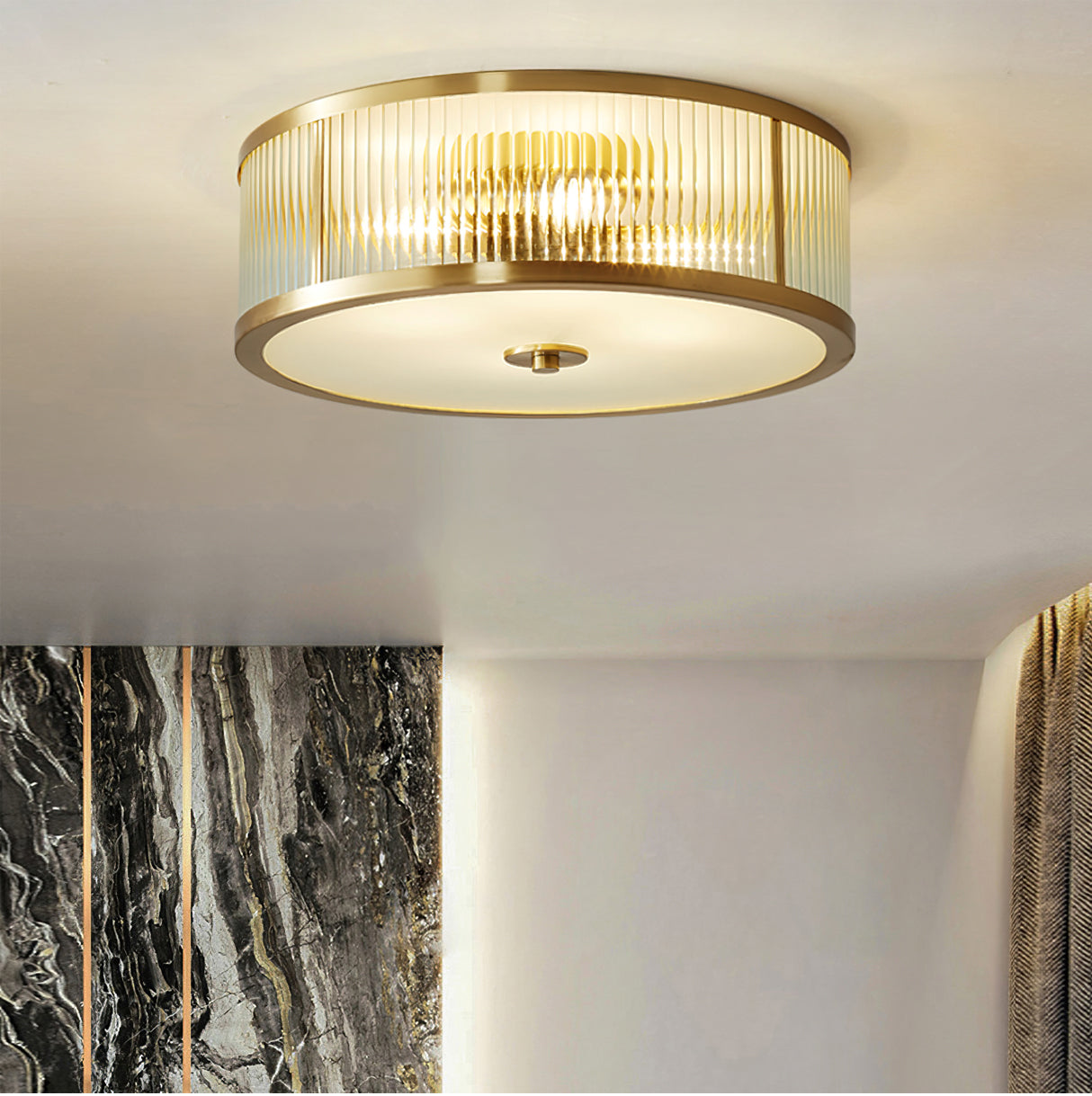 Art Deco Ceiling Light Brass Trim Glass Diffuser - Product detail 15