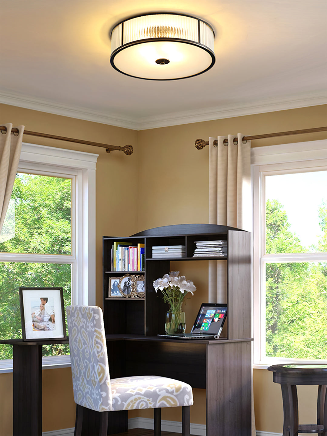 Art Deco Ceiling Light Brass Trim Glass Diffuser - Product detail 9