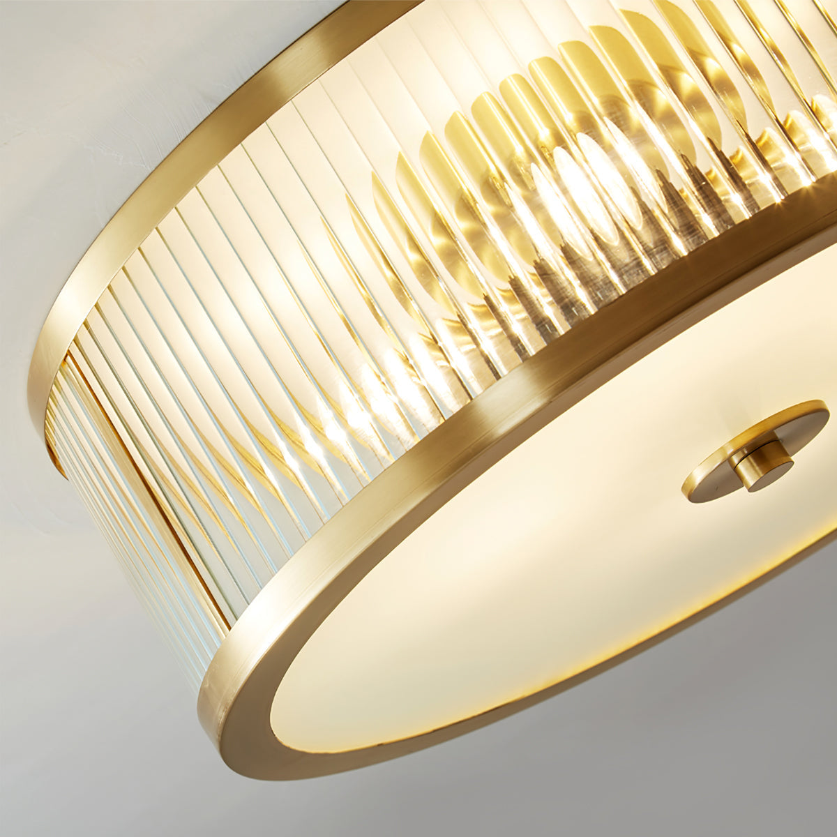 Art Deco Ceiling Light Brass Trim Glass Diffuser - Product detail 16