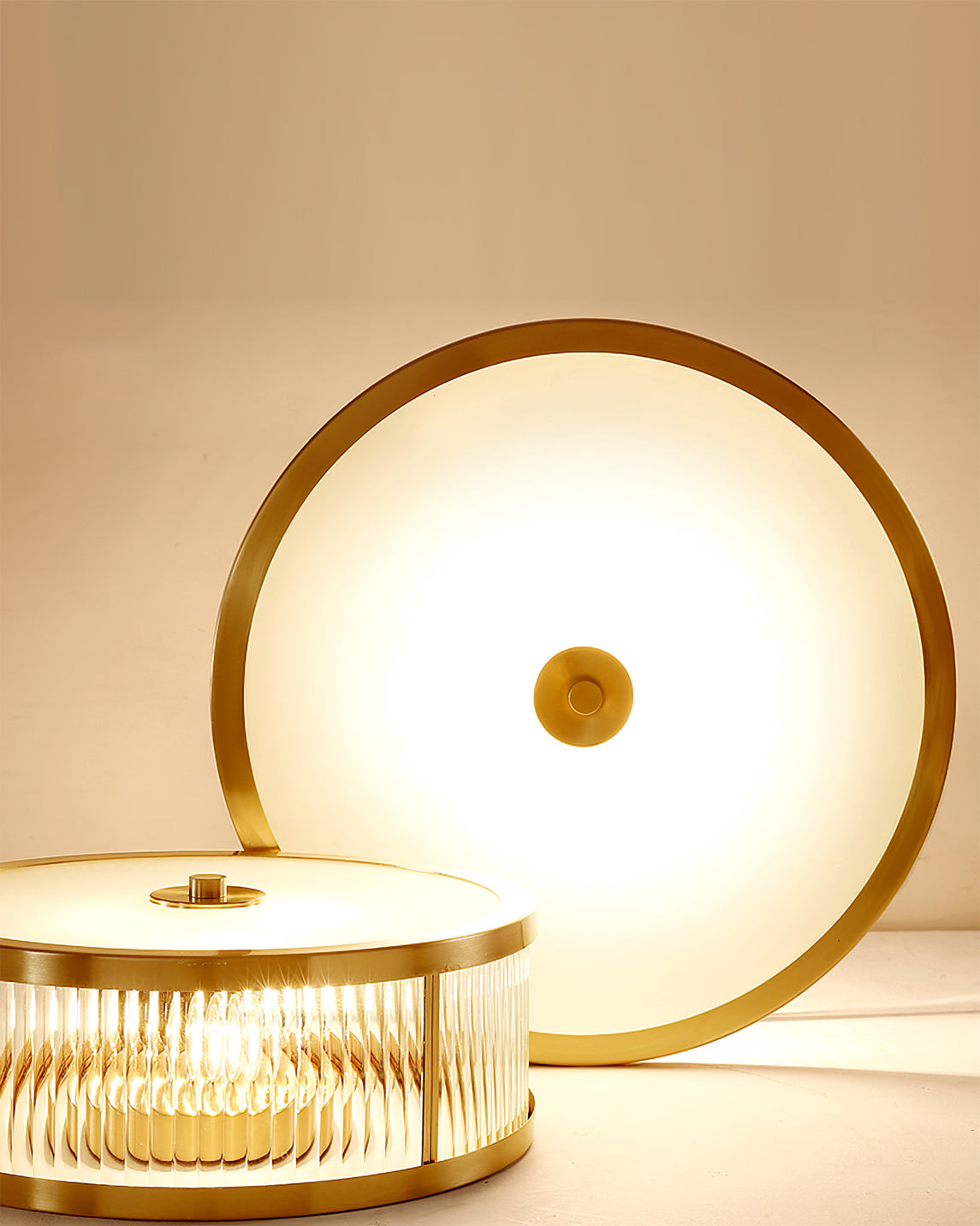 Art Deco Ceiling Light Brass Trim Glass Diffuser - Product detail 11