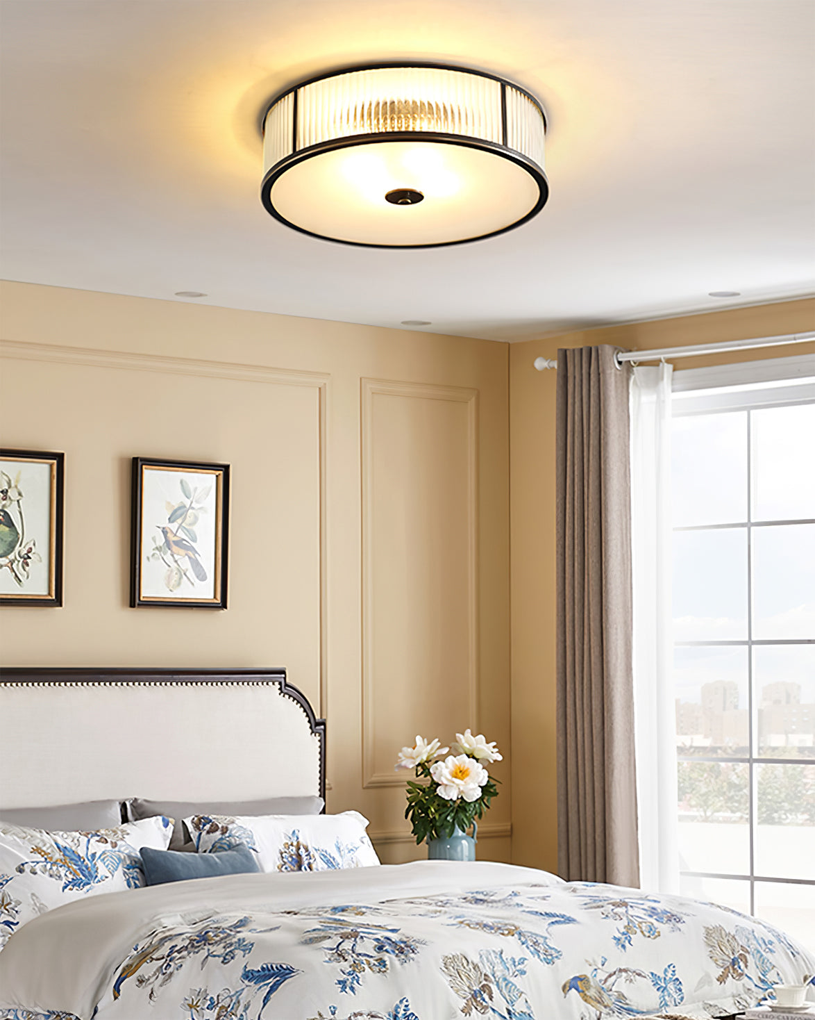 Art Deco Ceiling Light Brass Trim Glass Diffuser - Product detail 13