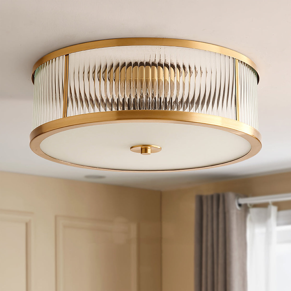 Art Deco Ceiling Light Brass Trim Glass Diffuser - Product detail 14