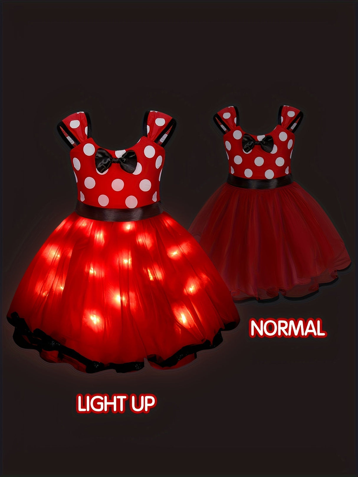 Girls Light Up Party Dress Polka Dot Design With LED Skirt - Product detail 5