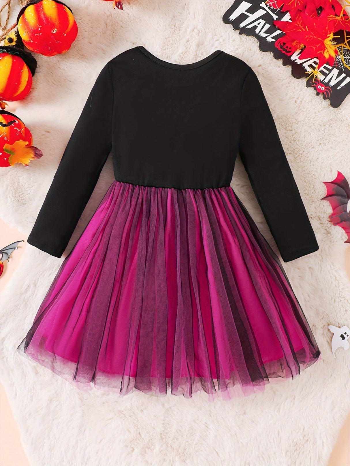 Halloween Skeleton Dress  Pink Tulle Party Costume - Detailed view