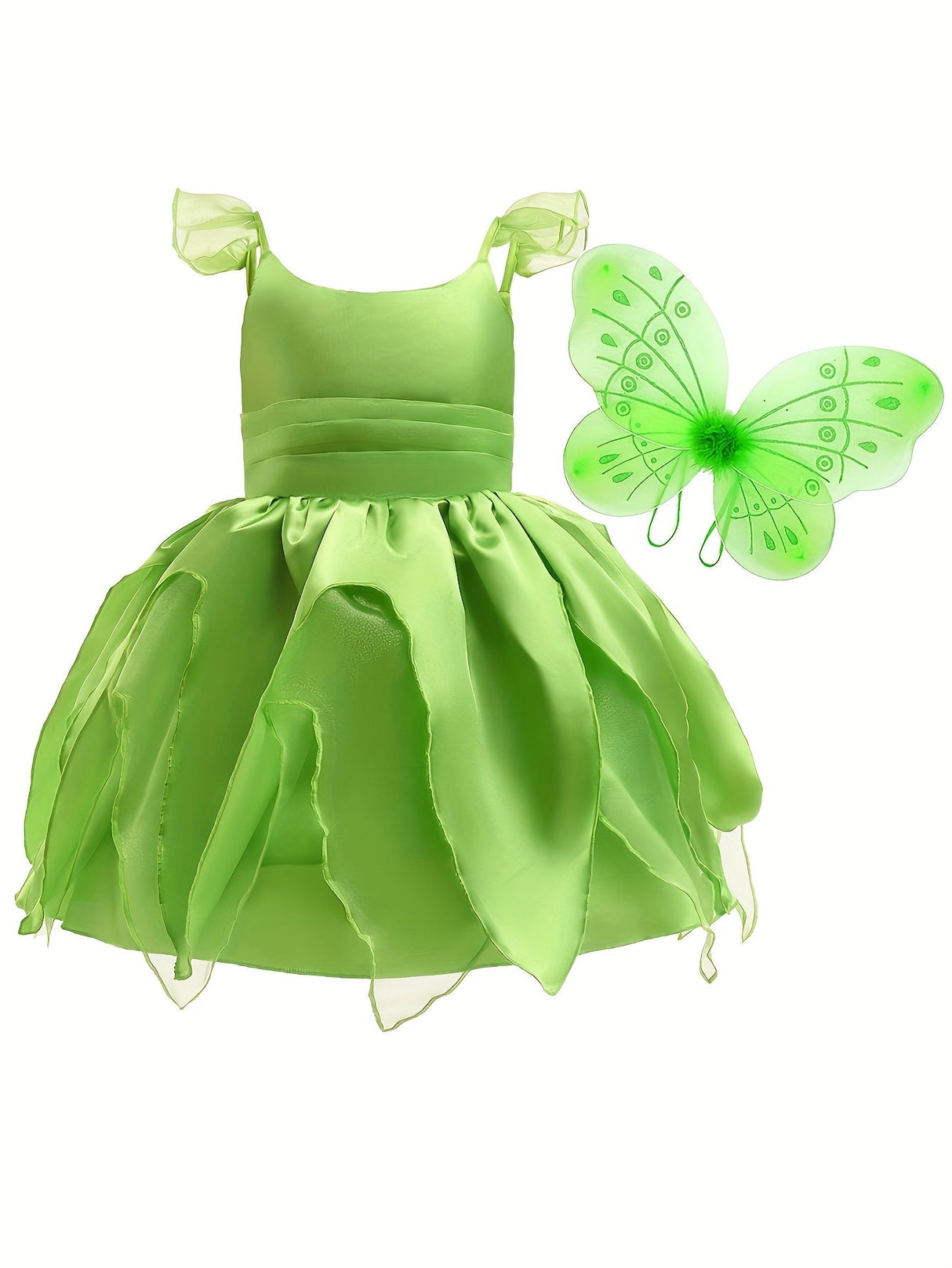 Girls Fairy Costume Dress  Petal Skirt Design With Flutter Sleeves - Product detail 6
