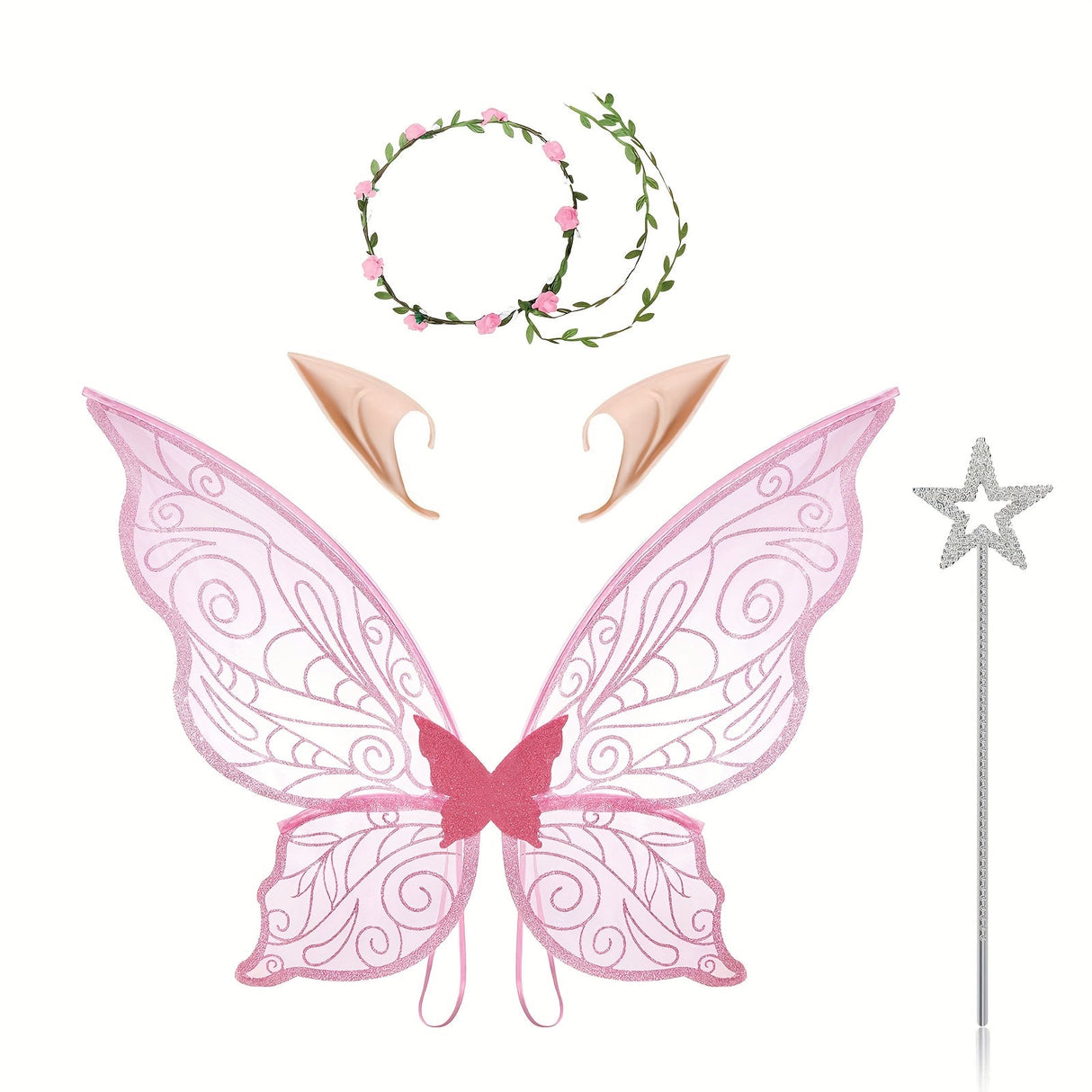 Fairy Wings Costume Accessory  Glitter Pink Butterfly Design - Product detail 13