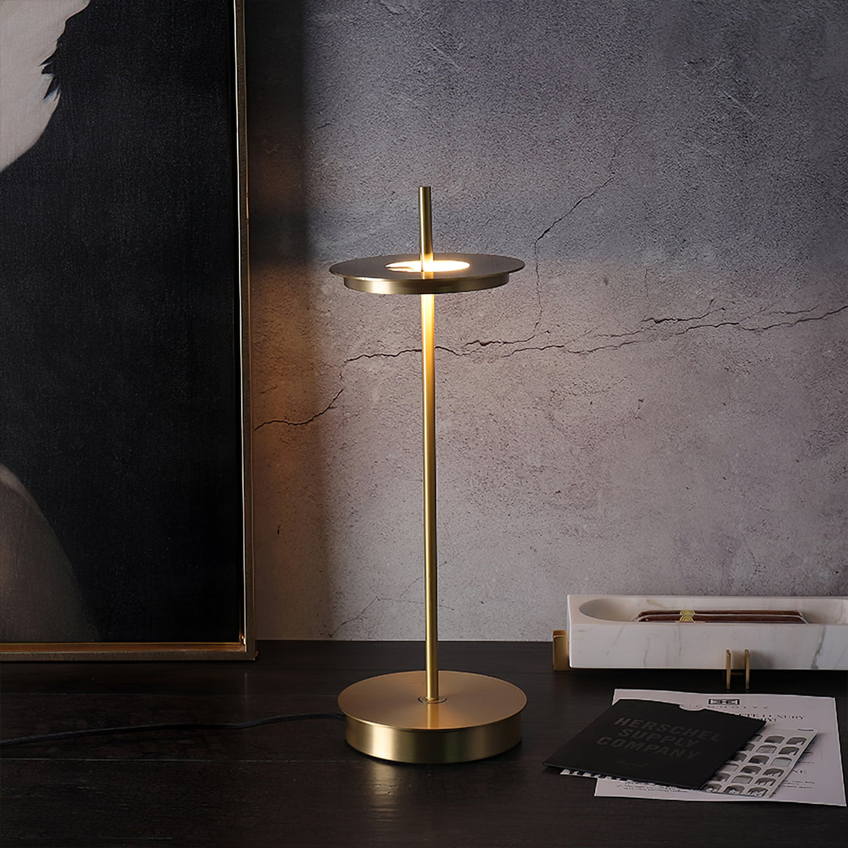 Modern Metal Table Lamp Floating Disc Design - Product example