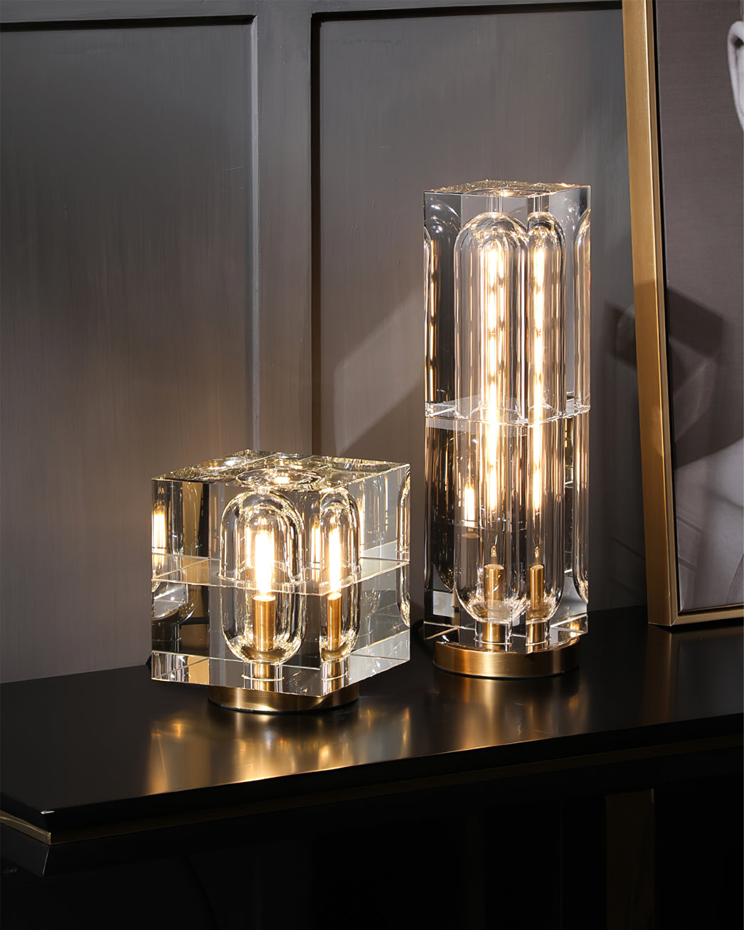 Crystal Table Lamp Modern Glass and Brass Design - Product detail 13