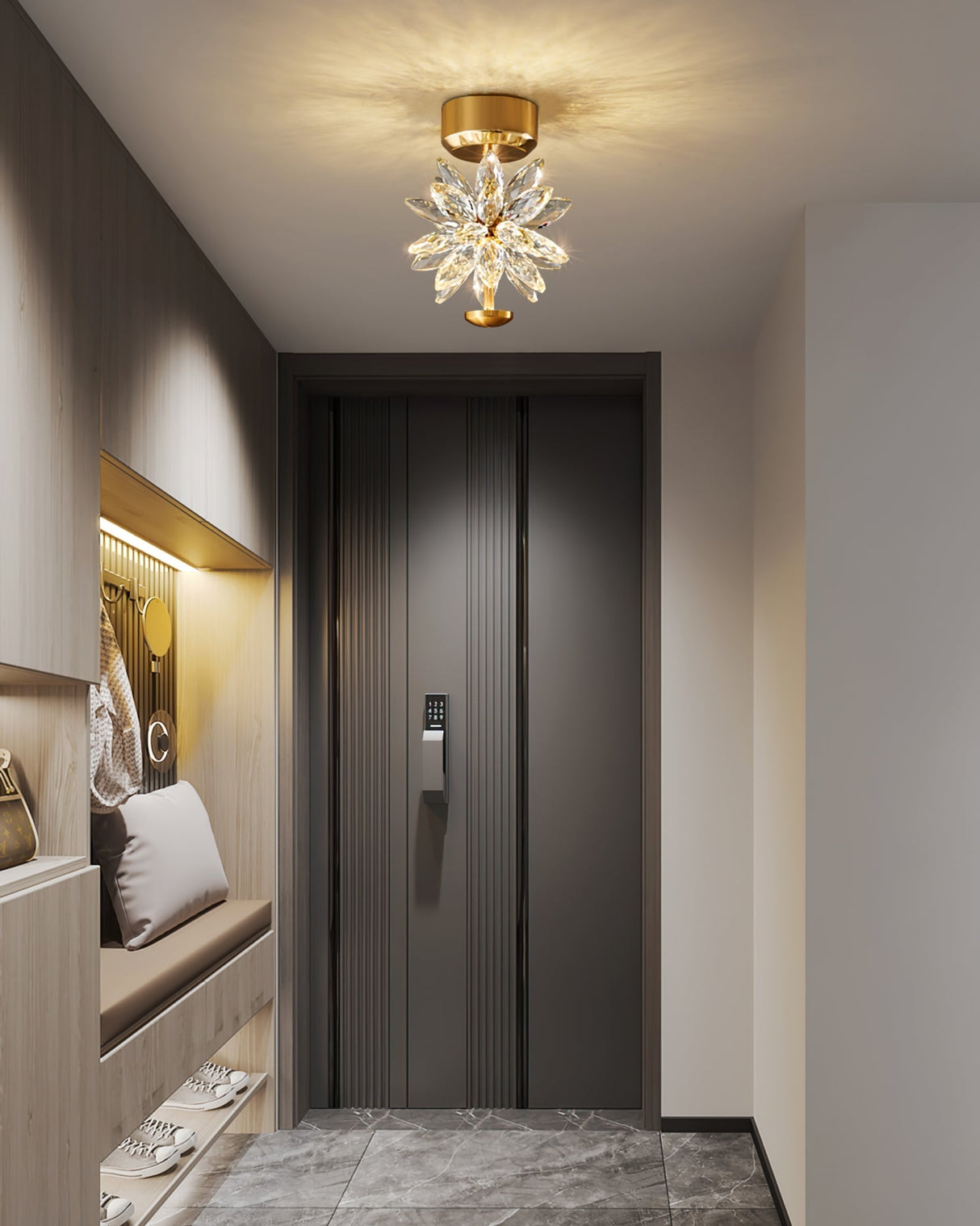 Crystal Flower Ceiling Light Gold Frame Floral Design - Product detail 10