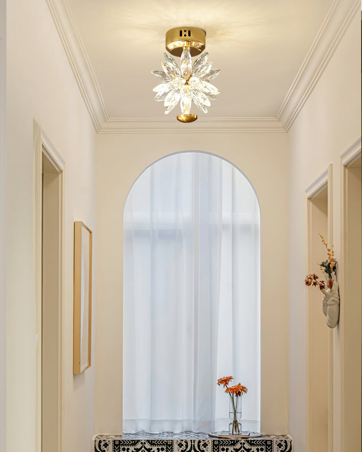 Crystal Flower Ceiling Light Gold Frame Floral Design - Product detail 9