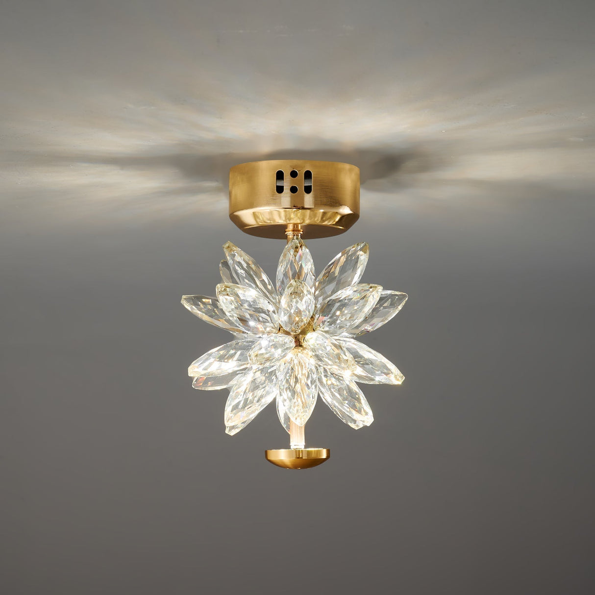 Crystal Flower Ceiling Light Gold Frame Floral Design - Product example