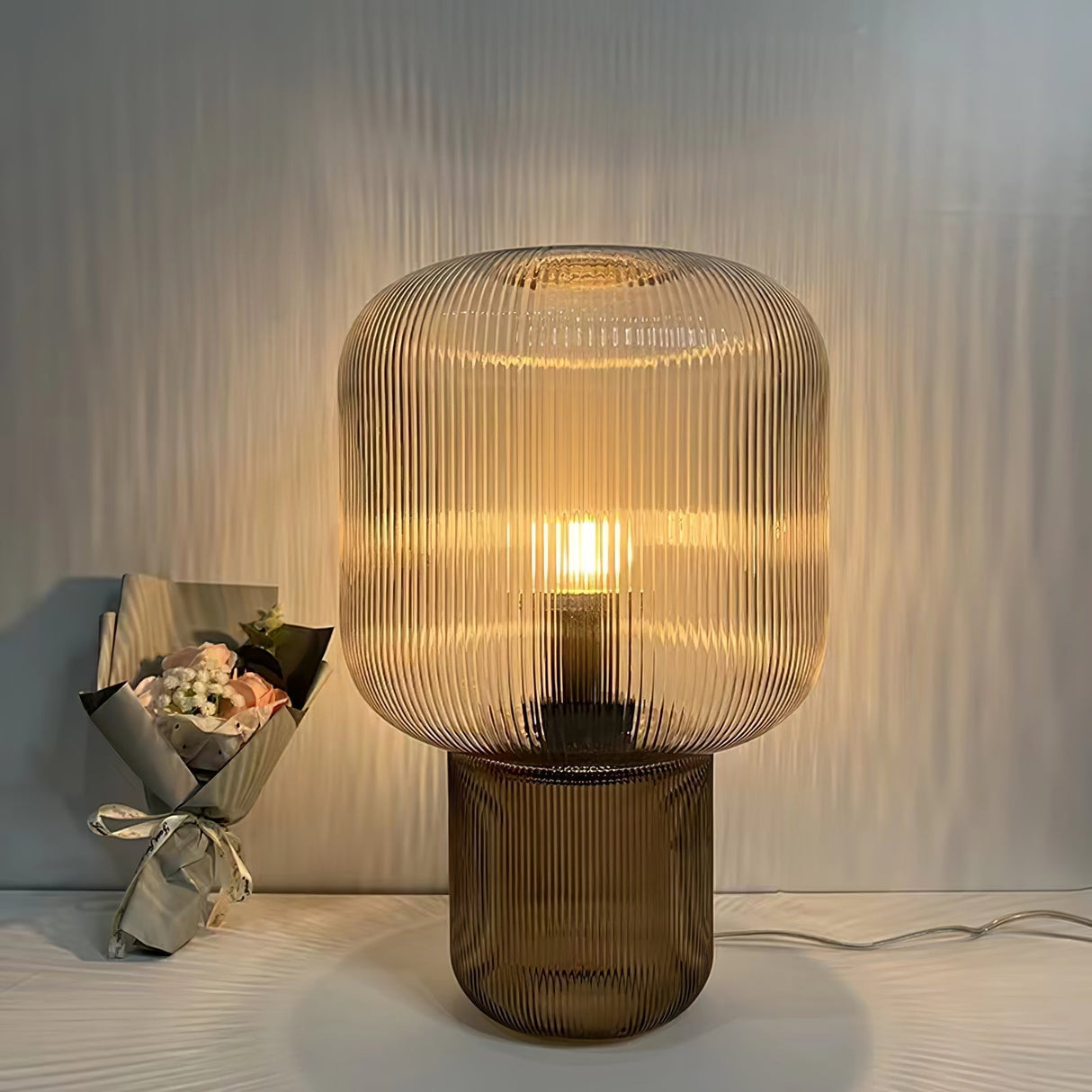Modern Glass Table Lamp Ribbed Glass Design - Product detail 6