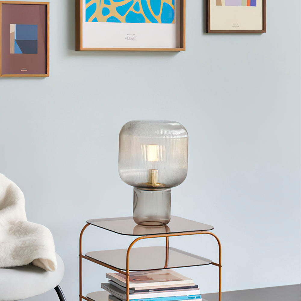 Modern Glass Table Lamp Ribbed Glass Design - Product example