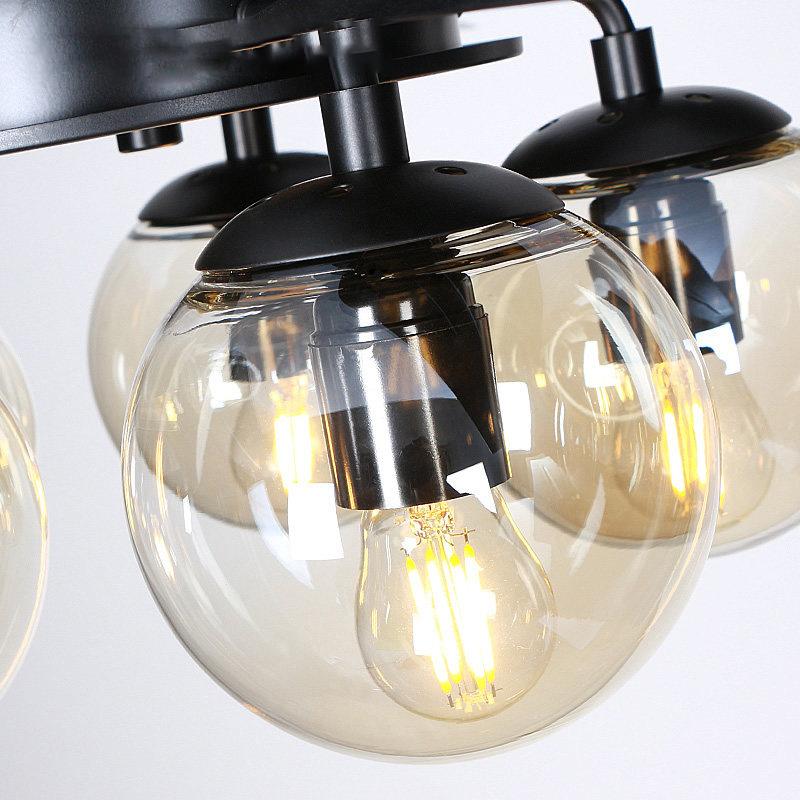 Modern Glass Ceiling Fan Black Metal Frame With Clear Shades - Product detail 8