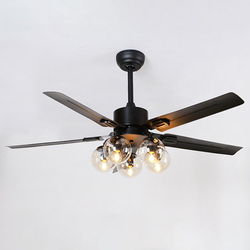 Modern Glass Ceiling Fan Black Metal Frame With Clear Shades - Product detail 18
