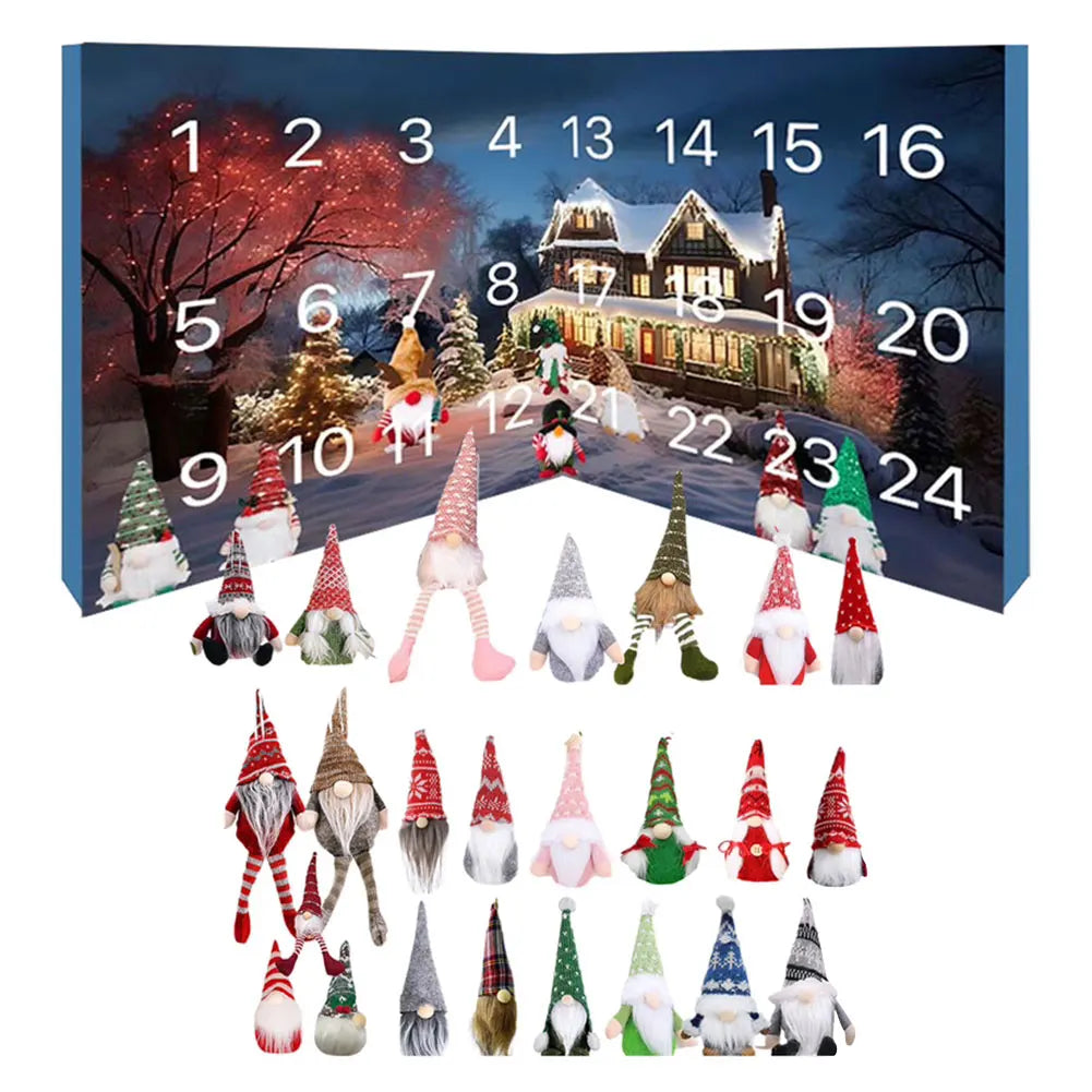 Christmas Advent Calendar 24 Plush Gnome Figurines - Product showcase