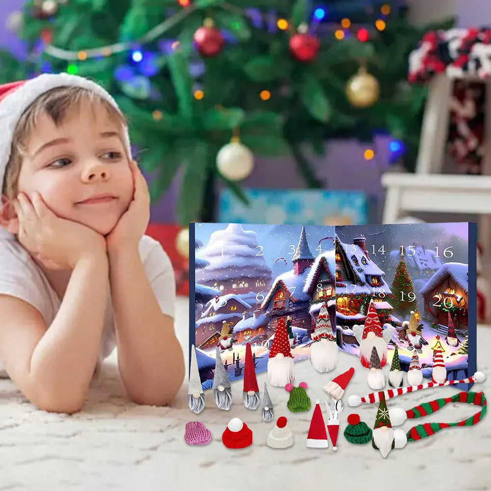 Christmas Advent Calendar 24 Plush Gnome Figurines - Product example